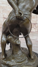 Native American Indian Shaman Taming a Bear - Bronze by P. Bartlett