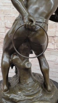Native American Indian Shaman Taming a Bear - Bronze by P. Bartlett