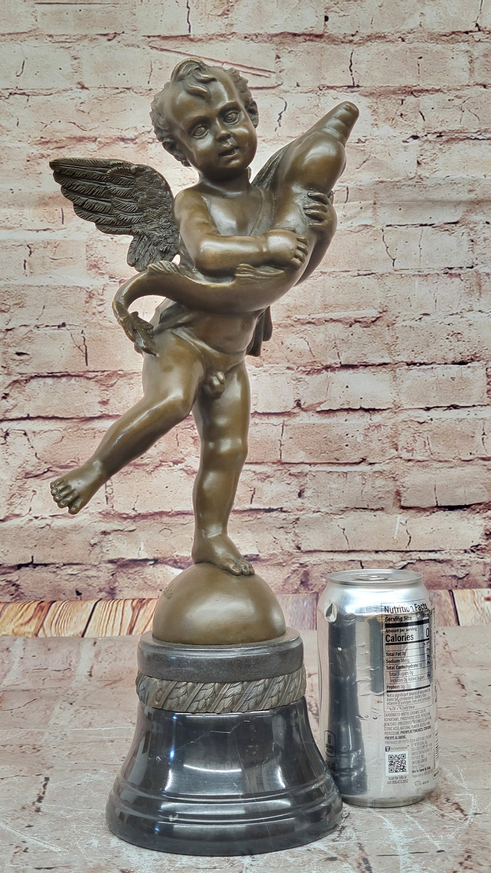 Cherub Angel Putto with Dolphin Andrea del Verrocchio Bronze