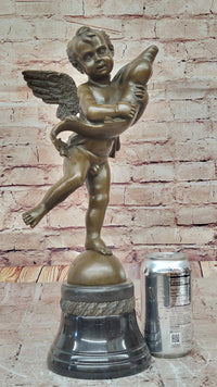 Cherub Angel Putto with Dolphin Andrea del Verrocchio Bronze