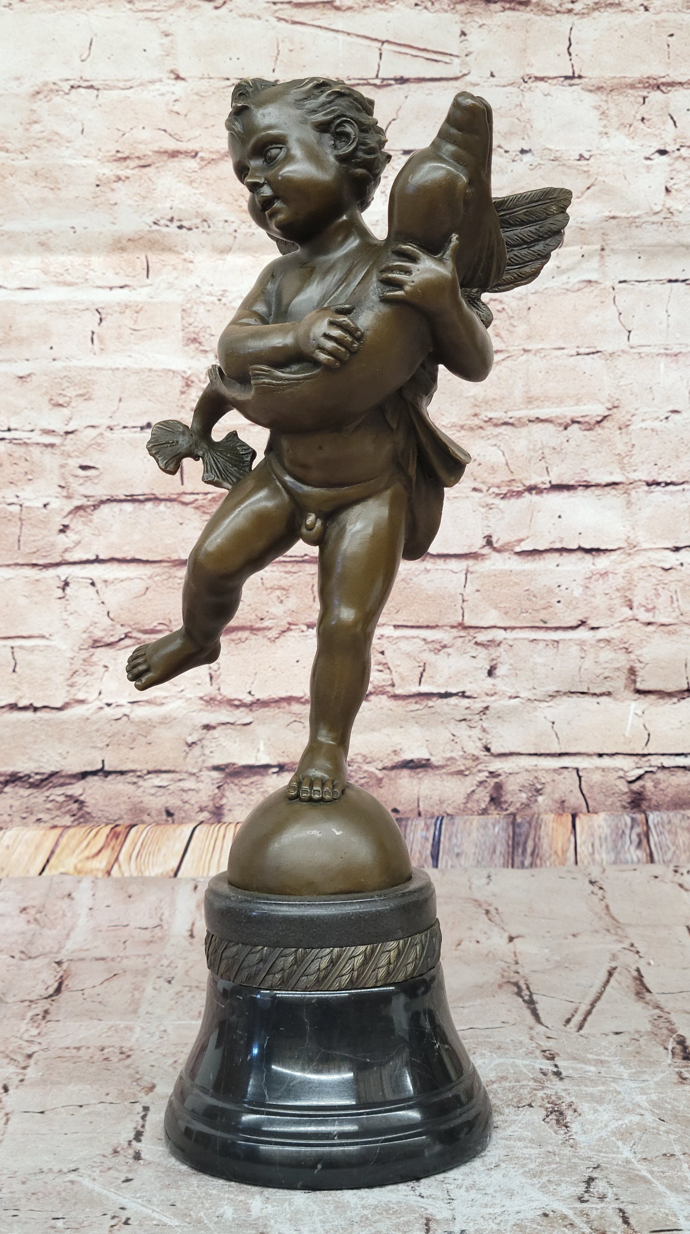 Cherub Angel Putto with Dolphin Andrea del Verrocchio Bronze