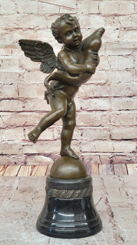 Cherub Angel Putto with Dolphin Andrea del Verrocchio Bronze