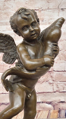 Cherub Angel Putto with Dolphin Andrea del Verrocchio Bronze