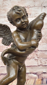 Cherub Angel Putto with Dolphin Andrea del Verrocchio Bronze