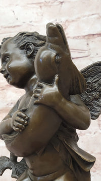 Cherub Angel Putto with Dolphin Andrea del Verrocchio Bronze
