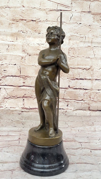 Young Child Saint Carrying Cross Bronze Sculpture