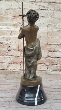 Young Child Saint Carrying Cross Bronze Sculpture