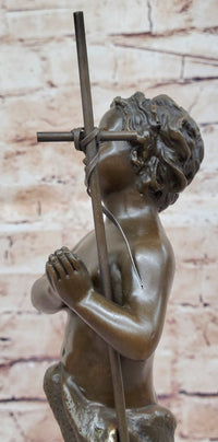 Young Child Saint Carrying Cross Bronze Sculpture