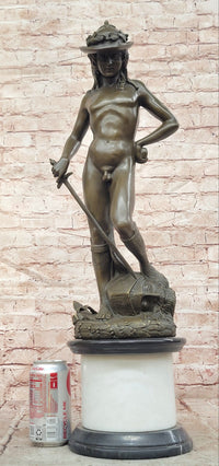 Hand Made Genuine Bronze Sculpture Mythology Statue David Signed Donatello Figurine
