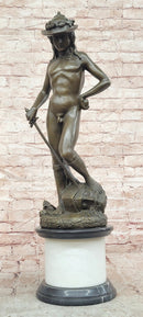 Hand Made Genuine Bronze Sculpture Mythology Statue David Signed Donatello Figurine
