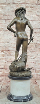 Hand Made Genuine Bronze Sculpture Mythology Statue David Signed Donatello Figurine