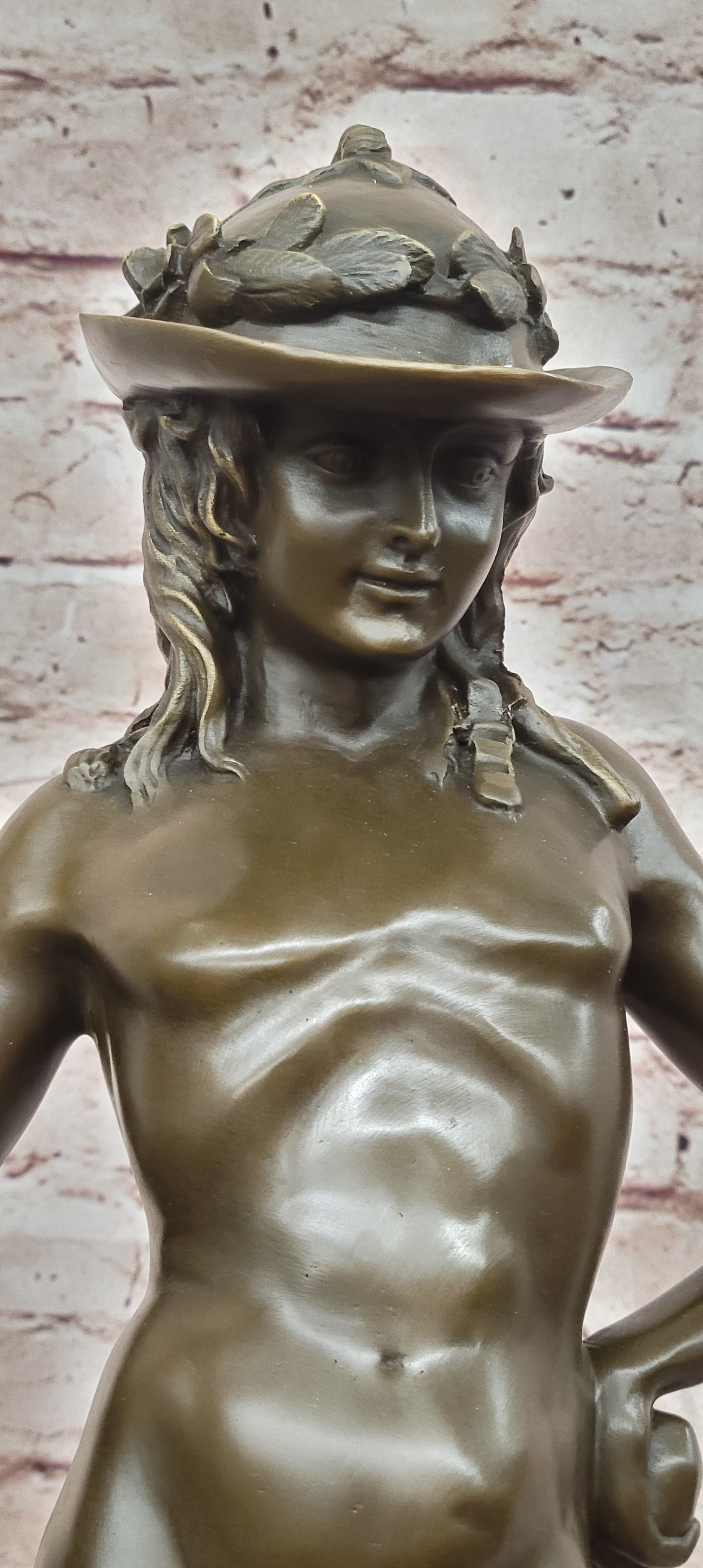 Hand Made Genuine Bronze Sculpture Mythology Statue David Signed Donatello Figurine