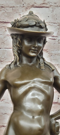 Hand Made Genuine Bronze Sculpture Mythology Statue David Signed Donatello Figurine