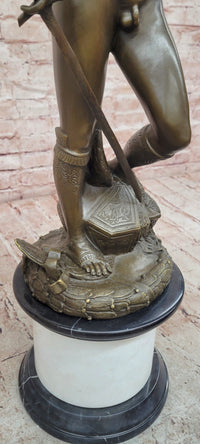 Hand Made Genuine Bronze Sculpture Mythology Statue David Signed Donatello Figurine