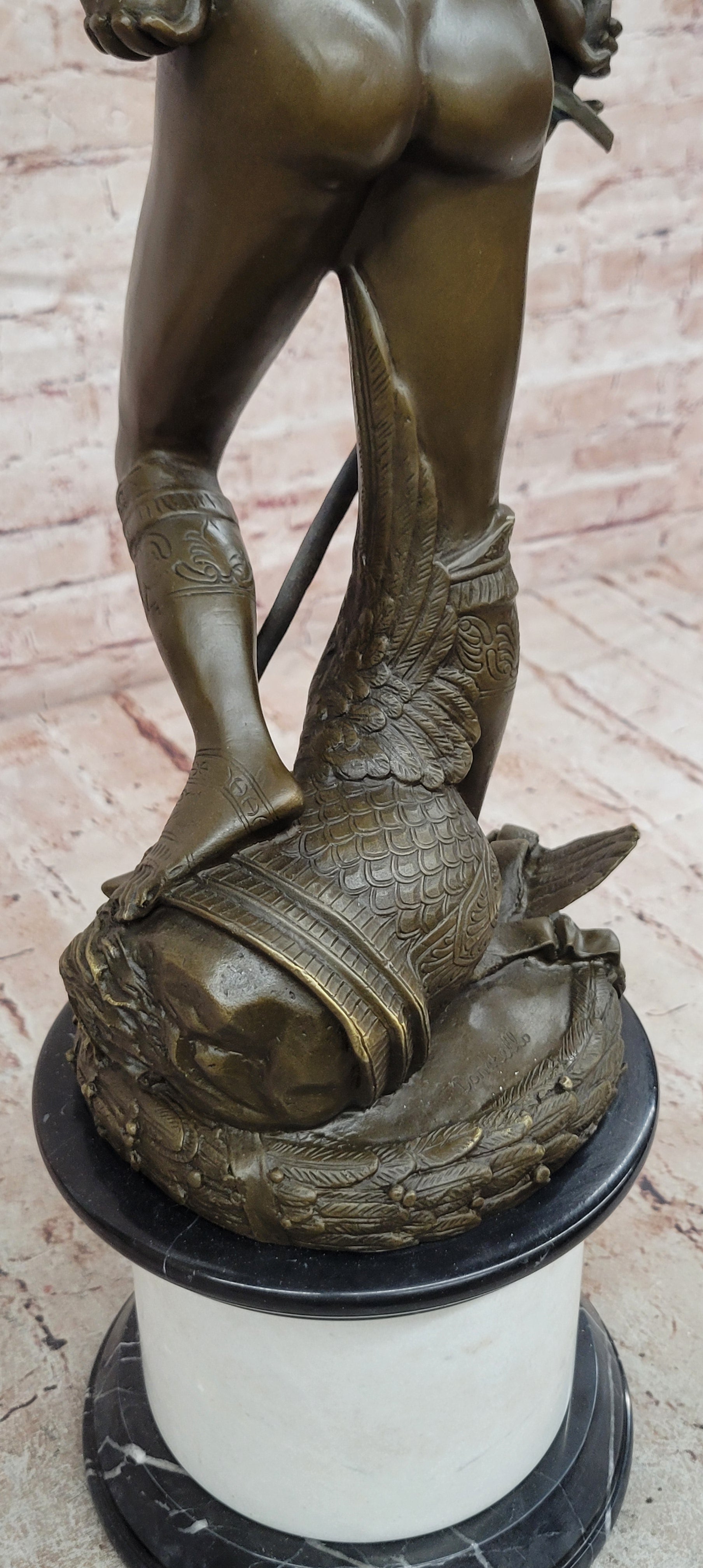 Hand Made Genuine Bronze Sculpture Mythology Statue David Signed Donatello Figurine