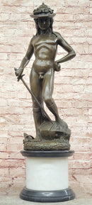 Hand Made Genuine Bronze Sculpture Mythology Statue David Signed Donatello Figurine
