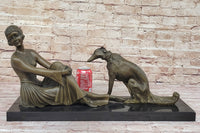Art Deco Flapper Girl with Dog Chiparus Bronze 13" x 24"