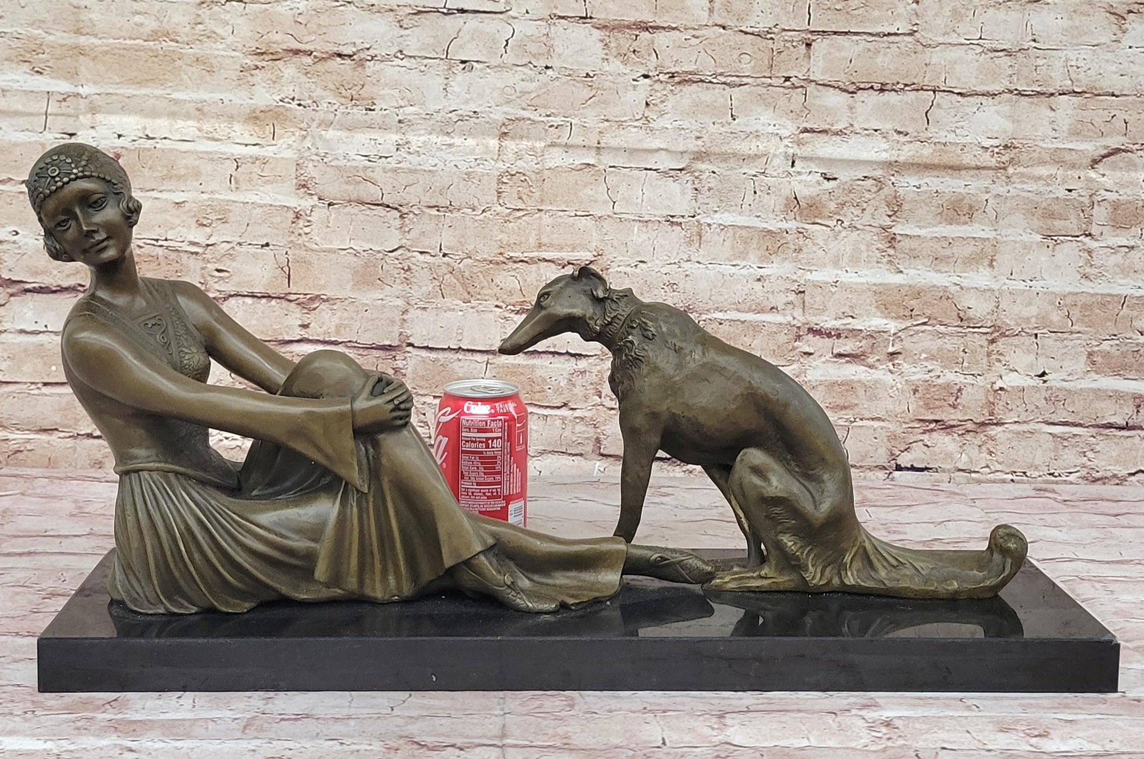 Art Deco Flapper Girl with Dog Chiparus Bronze 13" x 24"
