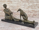 Art Deco Flapper Girl with Dog Chiparus Bronze 13" x 24"