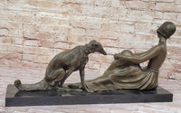 Art Deco Flapper Girl with Dog Chiparus Bronze 13" x 24"