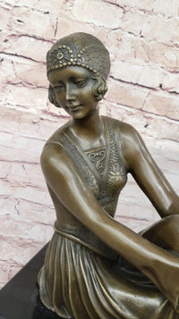 Art Deco Flapper Girl with Dog Chiparus Bronze 13" x 24"