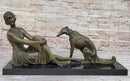 Art Deco Flapper Girl with Dog Chiparus Bronze 13" x 24"