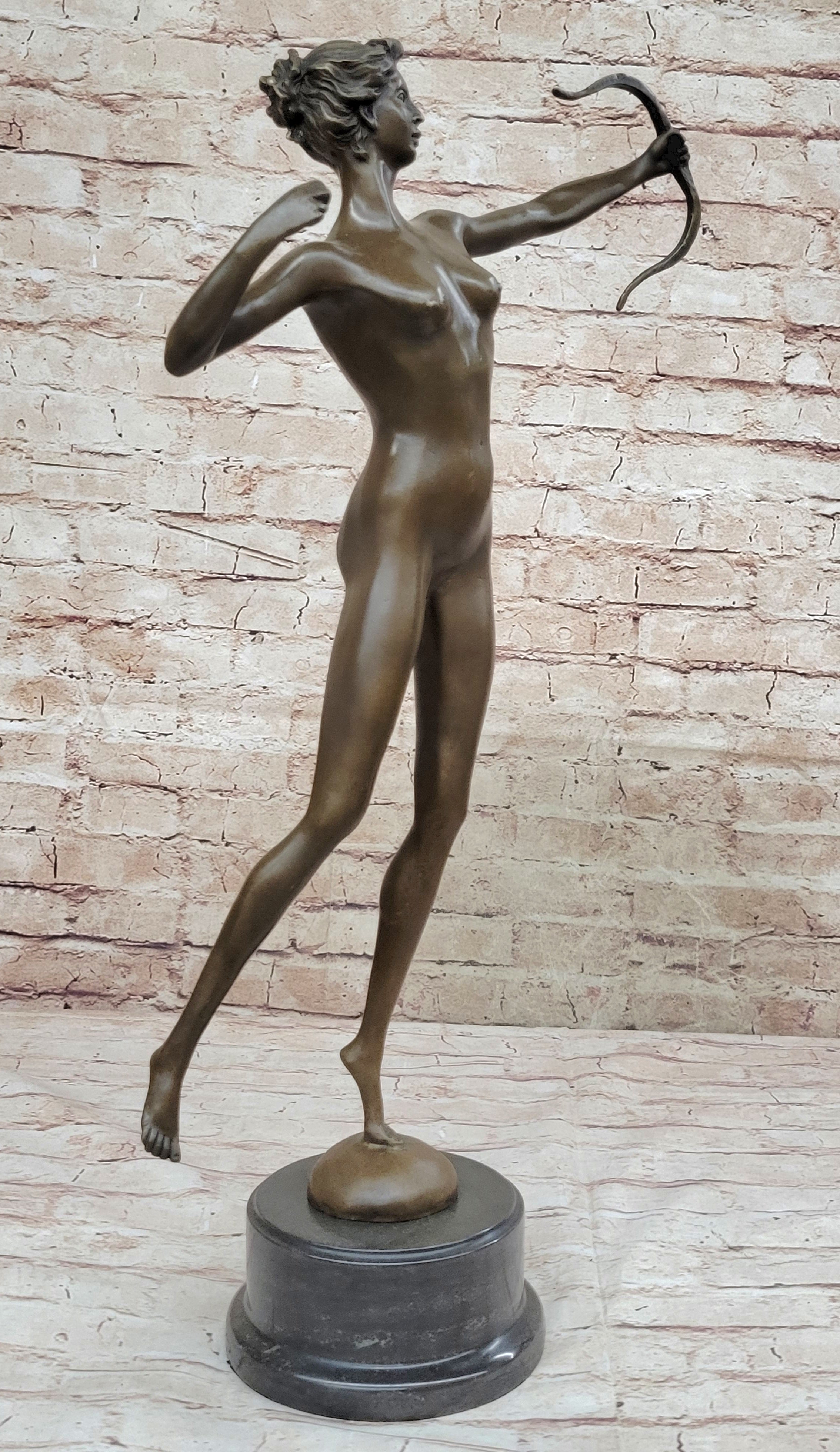 Nude Diana The Huntress by Jean Patoue Genuine Bronze Sculpture