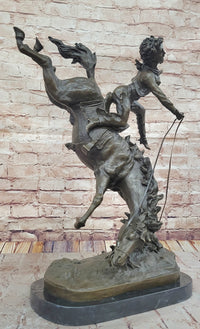 Female Horseback Rider Thrown Off Horse - Bronze Sculpture by Milo
