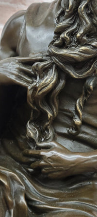 Bronze Figure Moses Signed Michelangelo Sculptures Decorative Figurine Statue on Marble Base