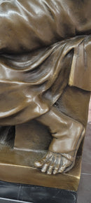 Bronze Figure Moses Signed Michelangelo Sculptures Decorative Figurine Statue on Marble Base