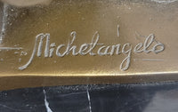 Bronze Figure Moses Signed Michelangelo Sculptures Decorative Figurine Statue on Marble Base