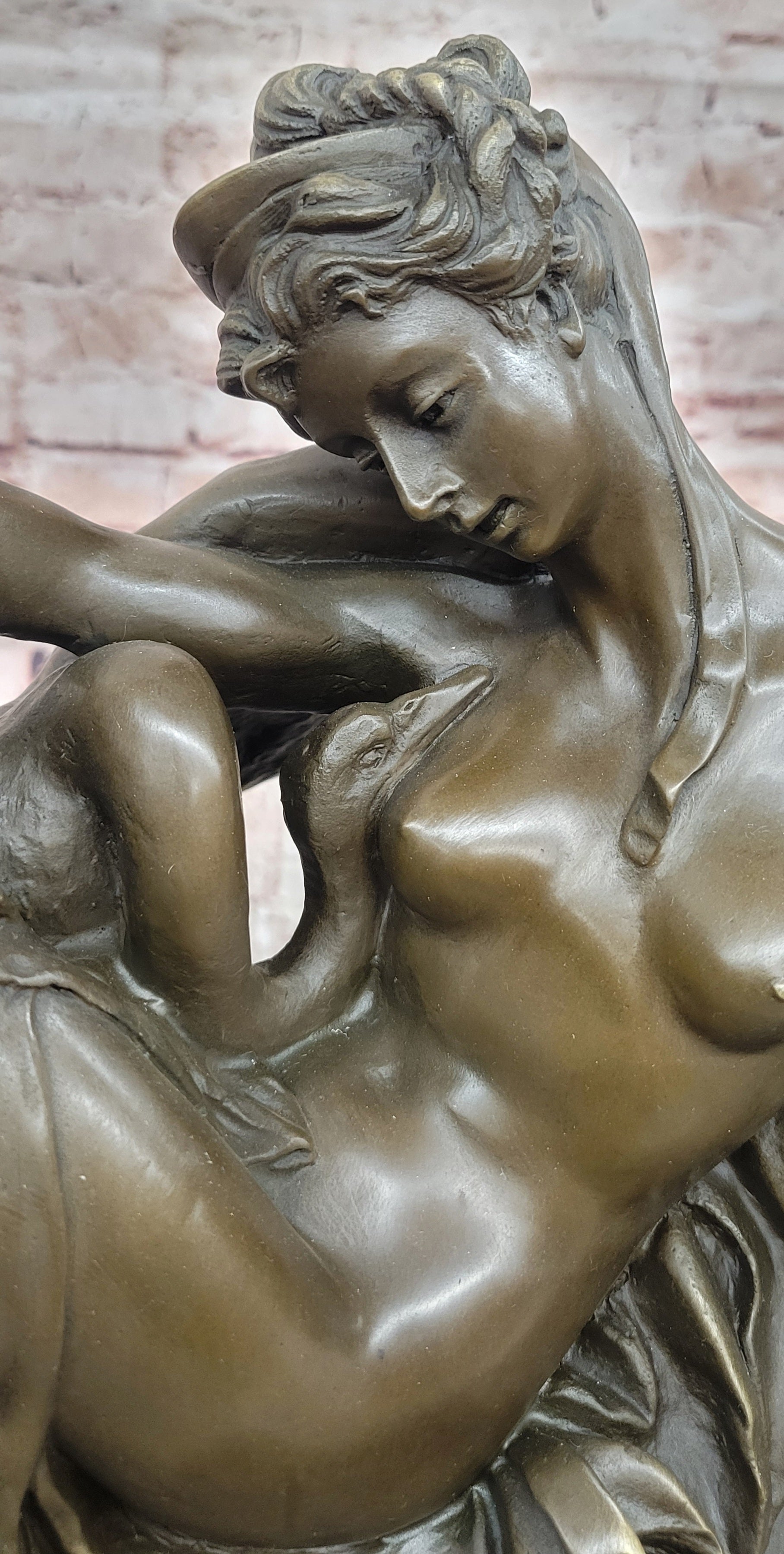 Large Leda and the swan by A. Carrier greek Mythology Classic Bronze Sculpture Artwork