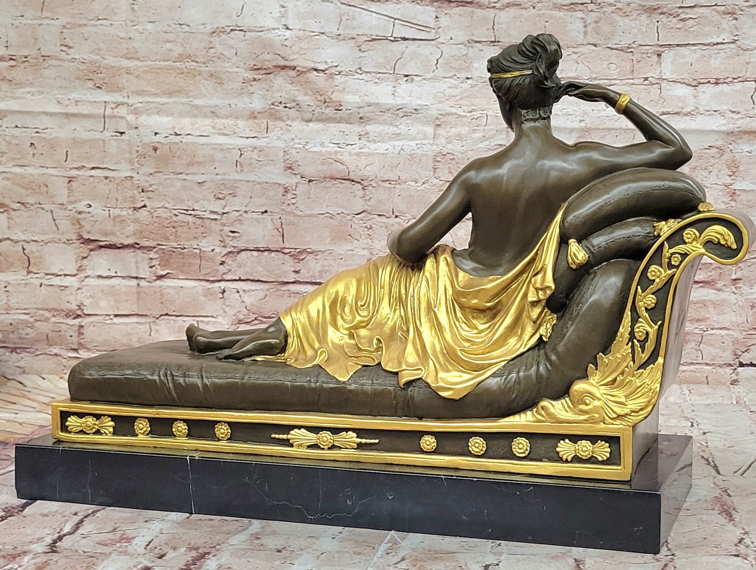 SIGNED CANOVA NUDE NAPOLEON`S SISTER BRONZE SCULPTURE STATUE FIGURE FIGURINE ART