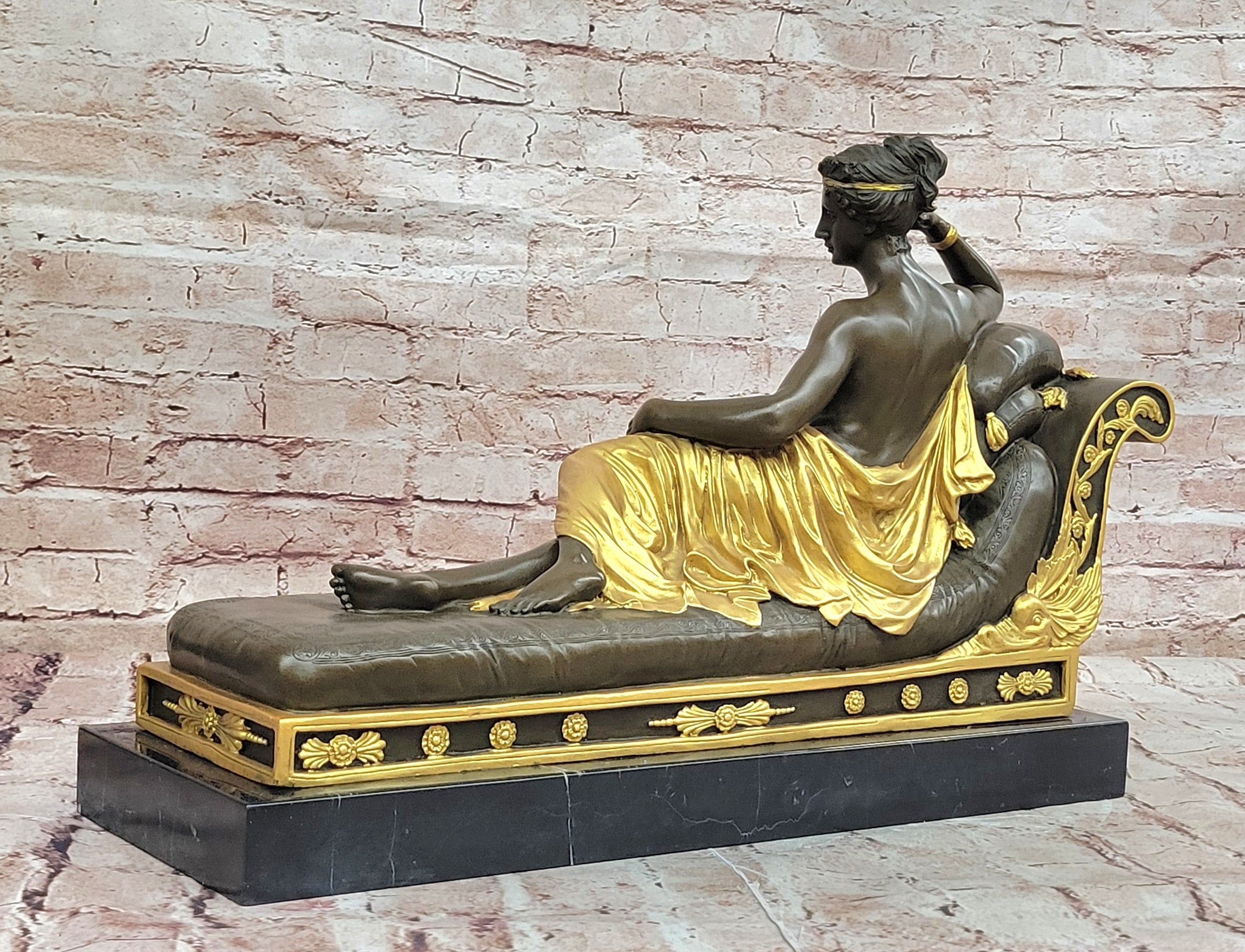 SIGNED CANOVA NUDE NAPOLEON`S SISTER BRONZE SCULPTURE STATUE FIGURE FIGURINE ART