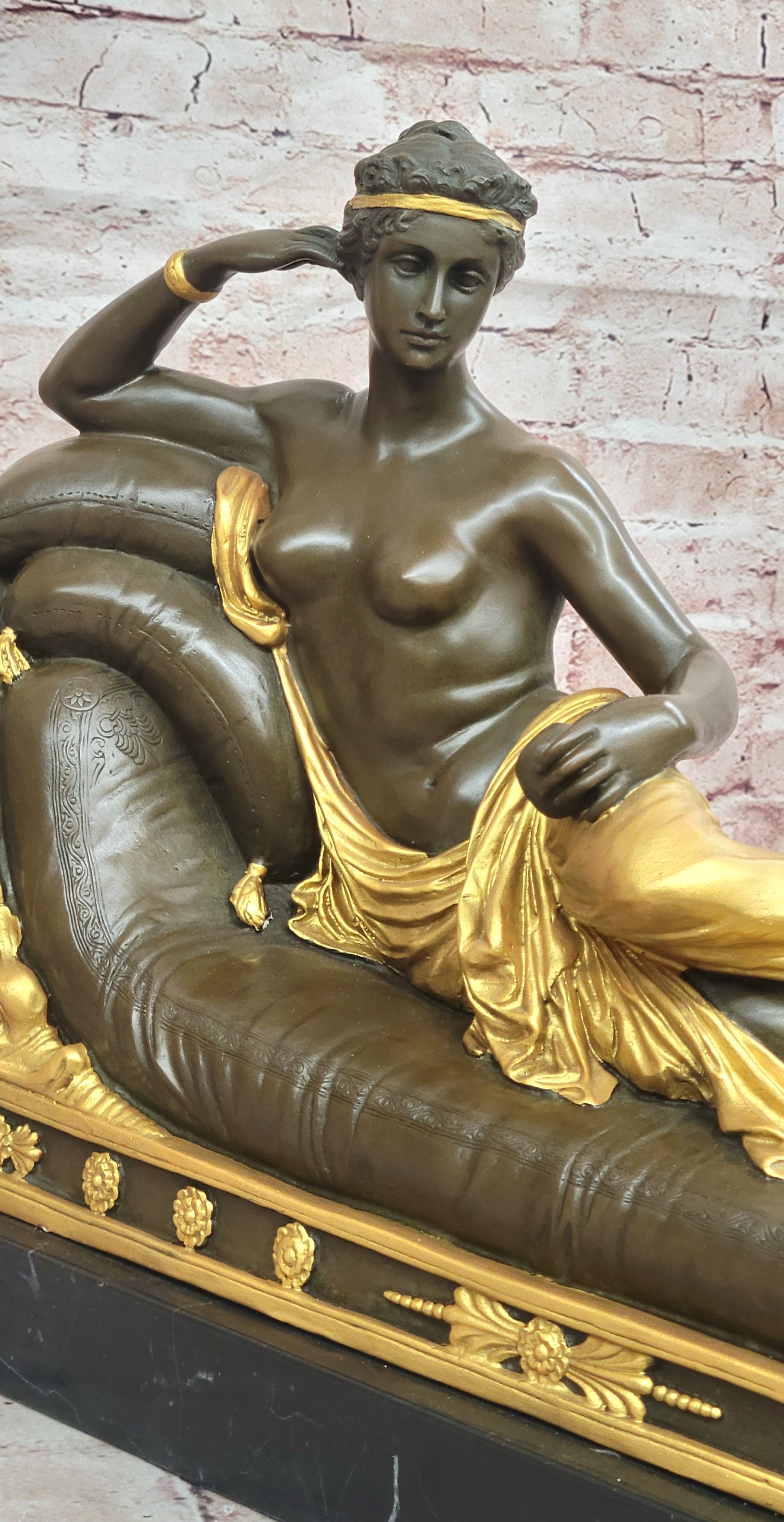 SIGNED CANOVA NUDE NAPOLEON`S SISTER BRONZE SCULPTURE STATUE FIGURE FIGURINE ART
