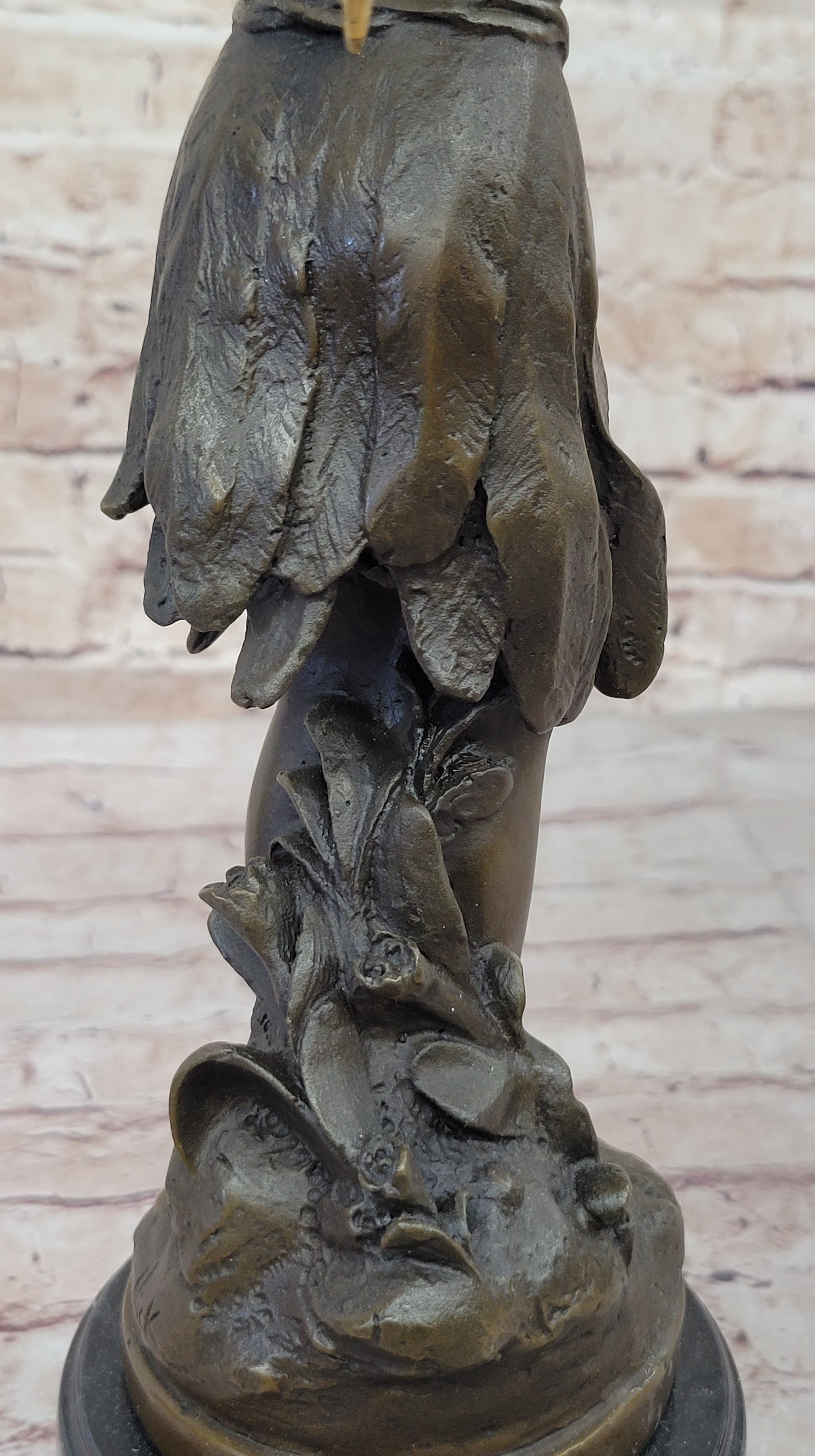 Gold Winged Fairy Girl Holding Seashell Dish Bronze Sculpture