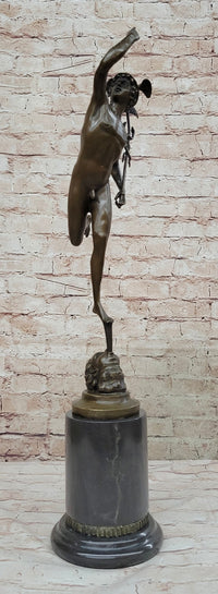 Flying Mercury Hermes w/ Caduceus Bronze by Giambologna 21" x 13"