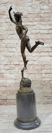 Flying Mercury Hermes w/ Caduceus Bronze by Giambologna 21" x 13"