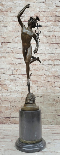 Flying Mercury Hermes w/ Caduceus Bronze by Giambologna 21" x 13"