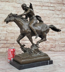 Native American Indian Warrior Hunter on Horseback - Bronze Sculpture by Mario Nick