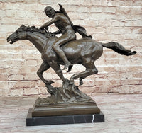 Native American Indian Warrior Hunter on Horseback - Bronze Sculpture by Mario Nick