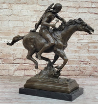 Native American Indian Warrior Hunter on Horseback - Bronze Sculpture by Mario Nick