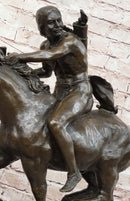 Native American Indian Warrior Hunter on Horseback - Bronze Sculpture by Mario Nick
