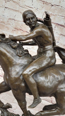 Native American Indian Warrior Hunter on Horseback - Bronze Sculpture by Mario Nick
