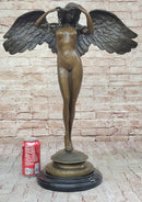 Descending Night Bronze Statue Sculpture by A. Weinman Nude Angel Figure 24" x 18"