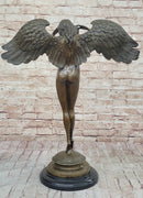 Descending Night Bronze Statue Sculpture by A. Weinman Nude Angel Figure 24" x 18"