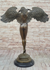 Descending Night Bronze Statue Sculpture by A. Weinman Nude Angel Figure 24" x 18"