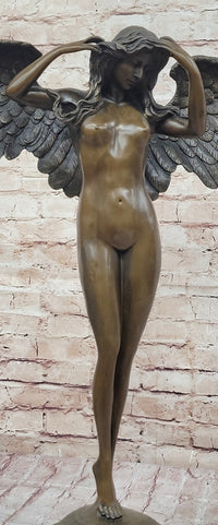 Descending Night Bronze Statue Sculpture by A. Weinman Nude Angel Figure 24" x 18"