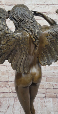 Descending Night Bronze Statue Sculpture by A. Weinman Nude Angel Figure 24" x 18"
