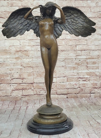 Descending Night Bronze Statue Sculpture by A. Weinman Nude Angel Figure 24" x 18"